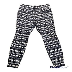 Lands’ End Serious Sweats Fair Isle Polar Bear Knit Lounge Fleece Lined Pants